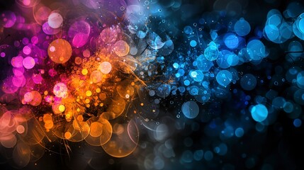 Poster - Vibrant dots in random patterns creating abstract art digital canvas colorful environment artistic perspective