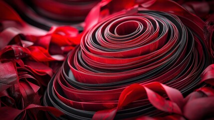 Aufkleber - Dynamic concentric red rings composition in abstract art studio setting photography close-up view contemporary design