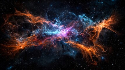 Fototapete - Cosmic light trails flowing through space nebulae digital art galactic environment abstract viewpoint timeless concept