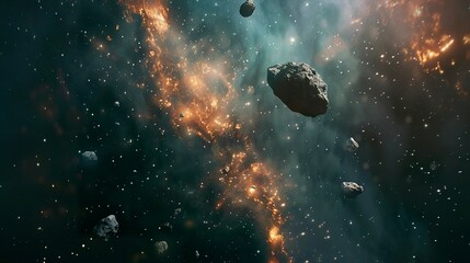 Wall Mural - A photo of fireworks with an asteroid belt