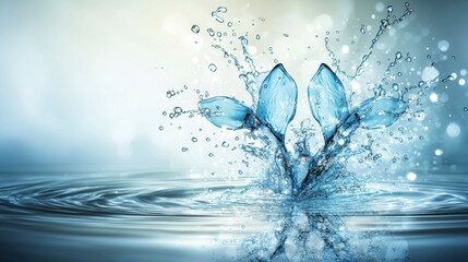 Poster - Delicate water droplets splashing in vivid shades nature fine art tranquil environment close-up beauty of nature