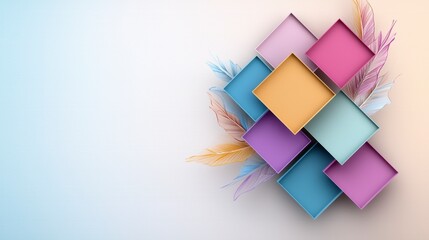 Leinwandbilder - Symmetrical arrangement of gentle geometric squares colorful palette digital art modern design aerial view aesthetic appeal