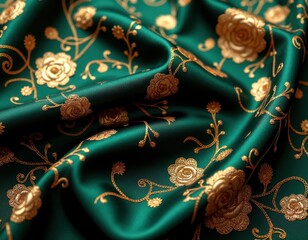 Luxurious whimsigothic fabric in golden floral design for home decor and fashion