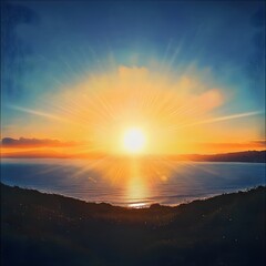 Wall Mural - panoramic view of sunrise over the coastal horizon at dawn