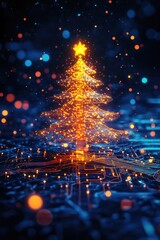 Wall Mural - Circuit Board Christmas Tree