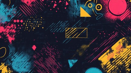 Sticker - Artistic sketch draw backdrop material. Abstract geometric pattern. Chaos and random. Modern art drawing painting. 2d illustration. Digital texture wallpaper.