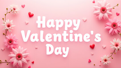  Happy Valentine's Day Pink Floral Background