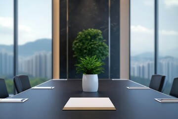 Aufkleber - A Vibrant Indoor Scene Featuring a Stylish Table Adorned with a Lush Green Plant in a Simple Elegant White Pot Creating a Fresh Atmosphere in Modern Decor