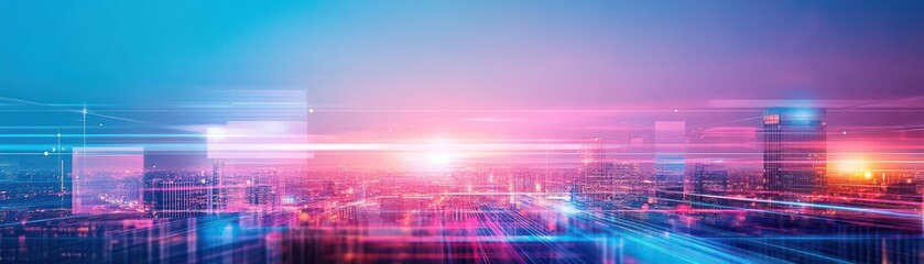 Aufkleber - Vibrant Abstract Cityscape Composition Featuring Dynamic Shapes and Vivid Colors Creating a Modern Urban Environment Exuding Energy and Creativity