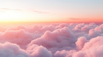 Wall Mural - sunrise over soft pink clouds creating a serene atmosphere in the sky at dawn