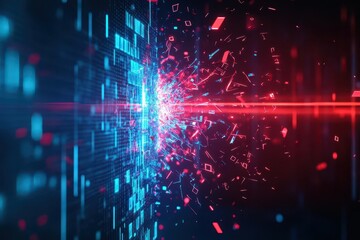 Poster - Vibrant Red and Blue Abstract Background Illuminated by Bright Light Creating a Dynamic and Energetic Visual Experience for Creative Projects and Designs
