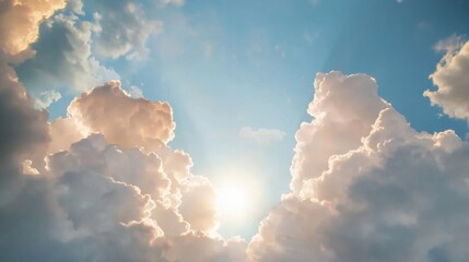 Wall Mural - beautiful clouds illuminated by sunlight creating a stunning sky view during midday