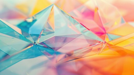 Sticker - Colorful abstract composition of overlapping glass pyramids reflecting light in creative patterns