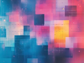 Leinwandbilder - Vibrant Abstract Background Featuring Colorful Geometric Squares in Vivid Hues Creating an Energetic and Dynamic Visual Experience Full of Life