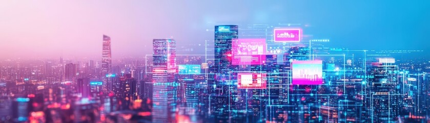 Fototapete - Vibrant Cityscape at Night Illuminated by Colorful Neon Lights Creating a Lively Urban Atmosphere and Captivating Nighttime Scene Filled with Energy