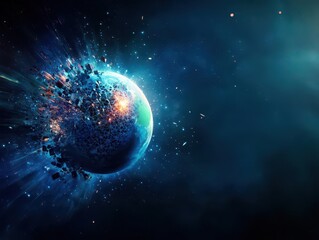 Aufkleber - Majestic Blue Planet Surrounded by Colorful Nebula in Vast Universe Signifying Cosmic Beauty and Mystery of the Celestial Realm in Space Exploration