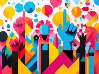 Poster - Vibrant and Colorful Background Featuring Various Shapes in Dynamic Arrangement Creating a Playful and Energetic Atmosphere for Creative Inspiration