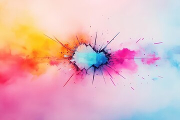 Leinwandbilder - Vibrant Colorful Abstract Background Featuring a Broken Hole Creating a Dynamic Contrast Between Light and Dark Elements in an Artistic Composition