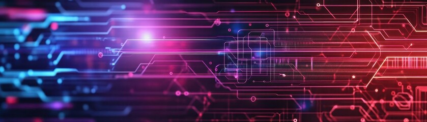 Leinwandbilder - Mesmerizing Abstract Technology Background Featuring Glowing Lines and Dots Creating a Futuristic Atmosphere Ideal for Digital Innovation Themes