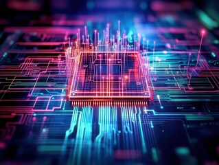 Aufkleber - Intricate Circuit Board Design Featuring a Central Circuit Element Surrounded by Complex Connectivity Illustrating Modern Technology and Innovation