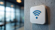 © Patrick Helmholz - Wi-Fi access point device mounted on a modern concrete wall