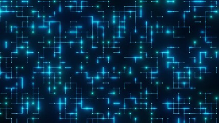 Wall Mural - abstract digital artwork depicting a futuristic circuit board pattern with glowing blue connections 