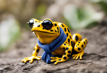 Wall Mural - frog spot olated extra yellow white and stripes scarfs colourful day celebrating year background feb