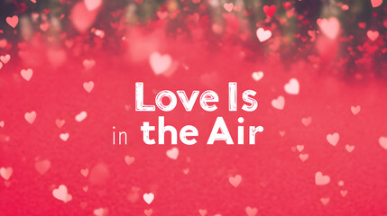 Pale red card with 'Love Is in the Air' in bold white font, centered