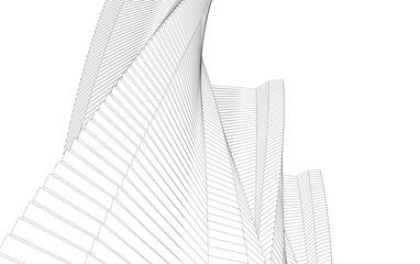 Modern architecture abstract drawing vector illustration