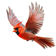 Wall Mural - red cardinal bird in mid-flight