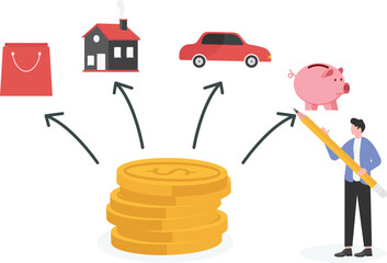 Wall Mural - Investment concept. Asset allocation dividing an investment portfolio among different asset categories.
