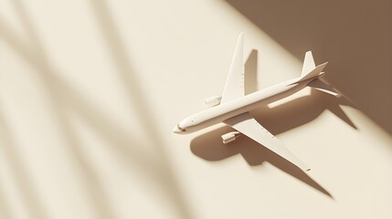 Sticker - Simplified Airplane Icon Resting on Light Surface with Shadows