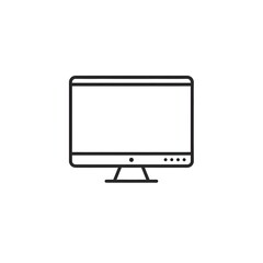 Minimalist Line Icon of a Modern Desktop Monitor with Detailed Buttons