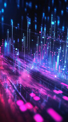 Aufkleber - Digital data streaming through cyberspace, glowing pink and blue networks visualizing interconnected technological communication pathways