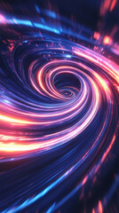 Poster - Colorful light trails swirling into a dynamic vortex, creating an abstract representation of energy flow and motion