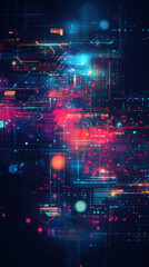 Fototapete - Intricate network of circuits glowing with vibrant colors, symbolizing advanced technology and digital innovation