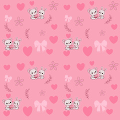 Wall Mural - seamless pattern pink background 