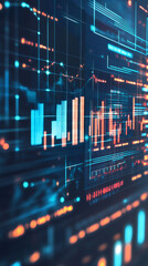 Poster - Financial dashboard revealing stock market insights, analyzing performance graphs with dynamic data visualization