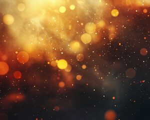 Wall Mural - abstract background featuring blurred bokeh lights in warm colors like gold, orange, and red, with a gentle gradient fading into the distance.