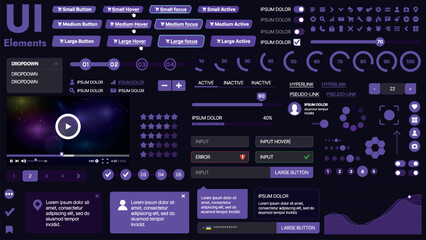 Wall Mural - a modern ui kit featuring a collection of buttons, icons, navigation menus, and responsive design el