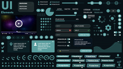 Wall Mural - a modern ui kit featuring a collection of buttons, icons, navigation menus, and responsive design el