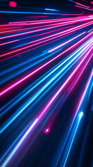 Aufkleber - Pink and blue neon lights are converging towards a vanishing point, creating a futuristic and dynamic background