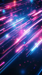 Aufkleber - Vivid neon pink, blue light streaks blending, generating dynamic motion effect against dark backdrop, symbolizing technological momentum