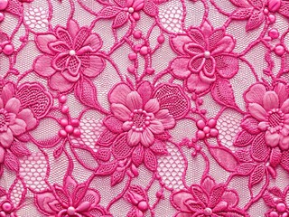 Wall Mural - Delicate Pink Lace Floral Fabric Texture - High Resolution