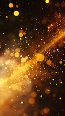 Poster - Abstract golden particles and bokeh lights creating a magical and festive atmosphere on a dark background