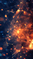 Leinwandbilder - Abstract plexus structure connecting glowing dots and lines forming a complex network in cyberspace