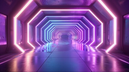 Wall Mural - a futuristic corridor with neon lights. suitable for sci-fi projects, games, cyber sports events and