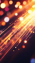 Fototapete - Abstract background showing fast orange lights and colorful bokeh, perfect for websites, presentations or any kind of projects