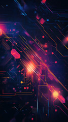 Fototapete - Interconnected glowing circuits forming complex technological pattern, representing digital innovation and computational infrastructure