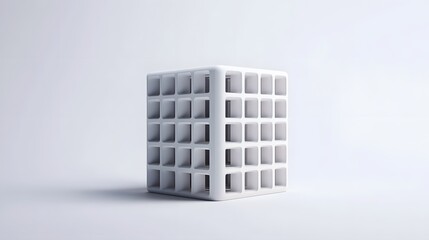 Wall Mural - Minimalist Cubic Grid Motif in Sleek Isometric 3D